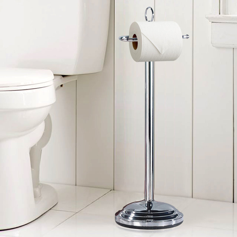 Porte-papier hygiénique sur pied, chrome