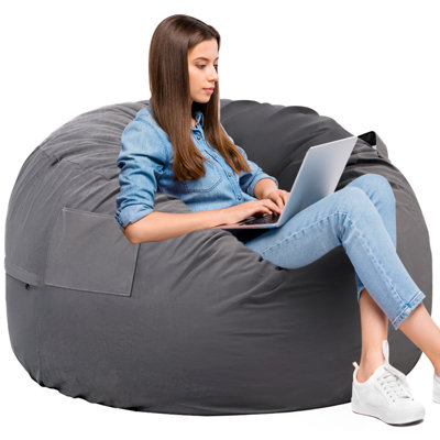 Standard Bean Bag Chair for Adults, Pre-Filled Furniture with Soft Removable Cover, Comfy Kids Refillable Sofa for Living Room Bedroom Dorm by Trule