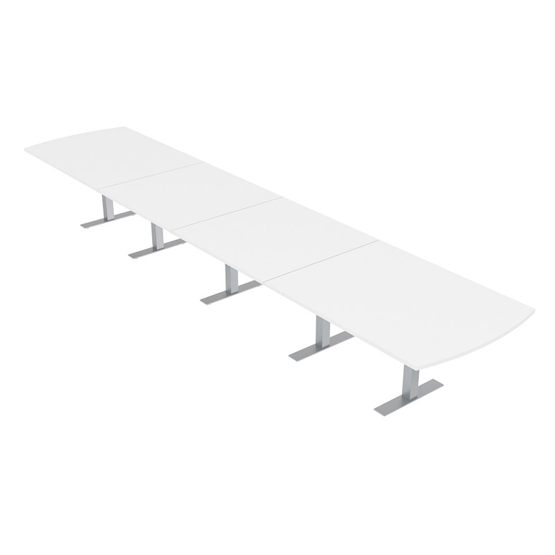 Table de conférence Pavert Arc, Blanc classique, Argent argent, L 120 po x l 48 po