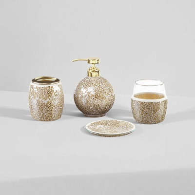 Gold Glass Bathroom Accessories Set