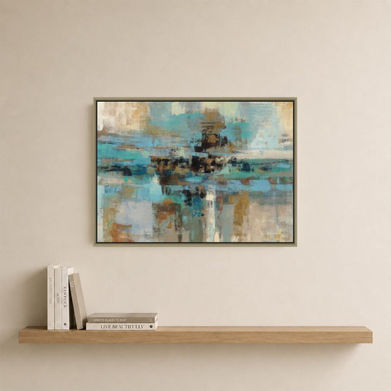 Morning Fjord par Silvia Vassileva - impression sur toile, 20" H x 30" W, Beveled Floating Frame, Champagne