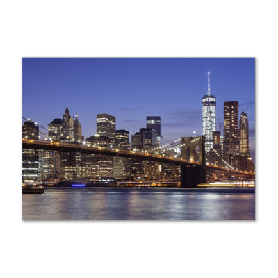 Manhattan By Night - Wrapped Canvas Print