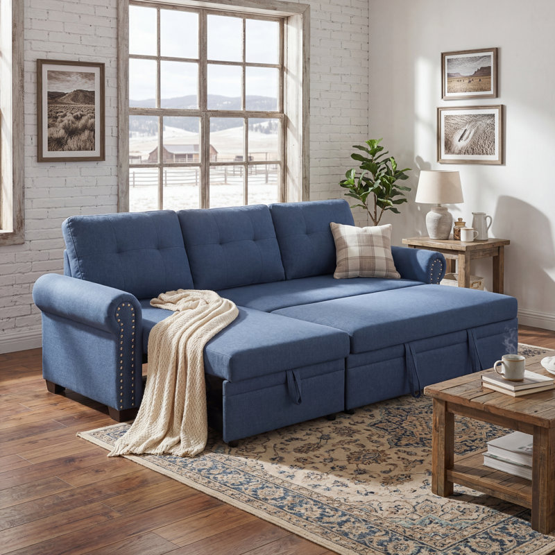 Jae-Leigh 3-Piece Sectional Sleeper Sofa, Gray Polyester Blend