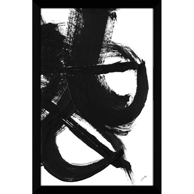 «Noir Strokes II» par Gina Ritter, H 39,5 po x l 27,5 po x P 0,75 po, Cadre noir