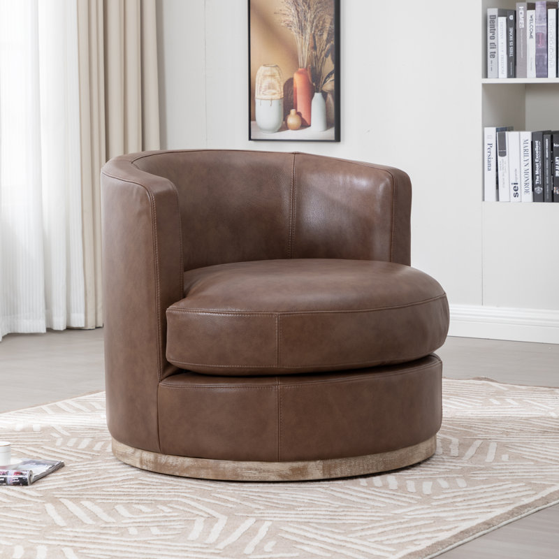 Fauteuil demi-tonneau Arabella , Cuir véritable cacao