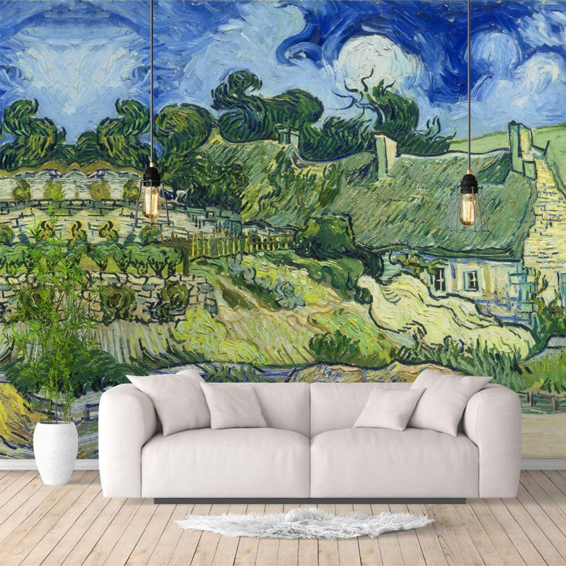 Murale «Les maisons vertes dans la campagne», L 100 po x l 144 po