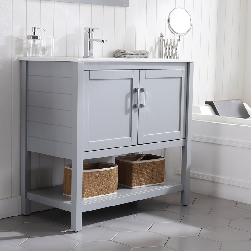 Meuble-lavabo simple 36 po avec lavabo, Gris métallique