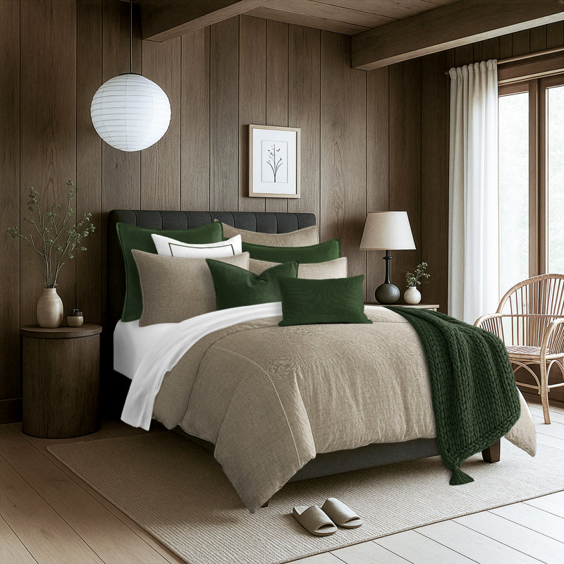 Ensemble de couvre-lit Luxe, Couvre-lit très grand et 2 taies décoratives, Naturel