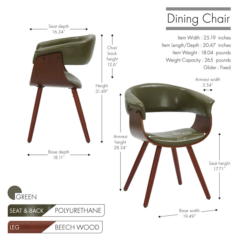Chaise de salle à manger Gauri, Vert