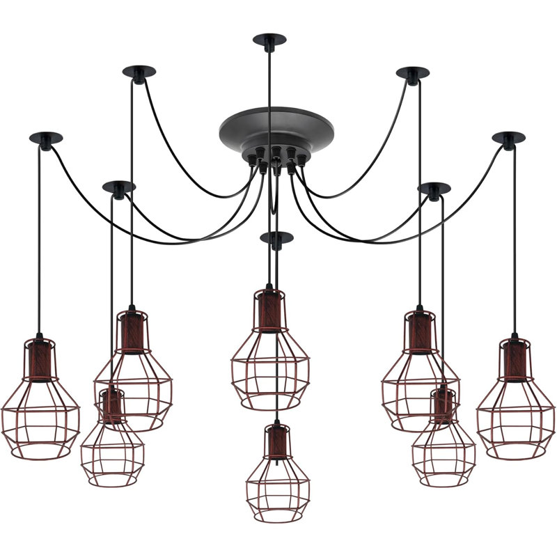 - Light Rustic Red Cluster Pendant, 8