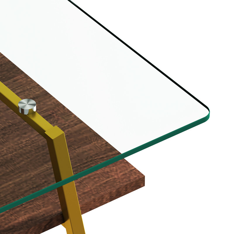 Table basse moderne avec cadre en verre et en métal transparent pour salon