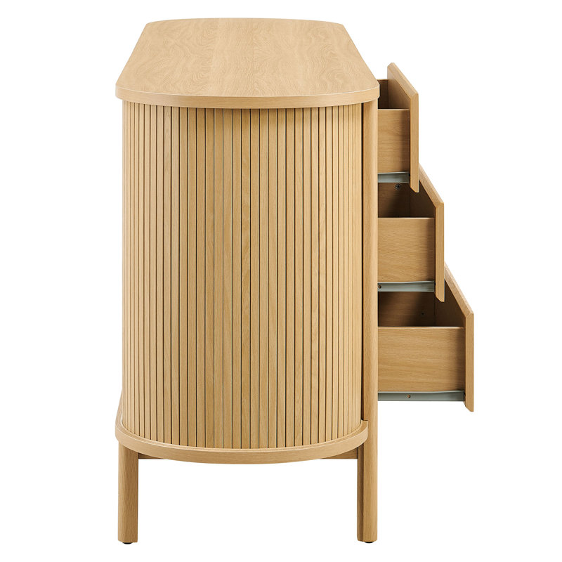 Commode courbée 6 tiroirs Cadence, Chêne
