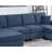 3Pc Sectional Set Dark Blue Finish Right Arm And Left Arm Chaise USB Port Armless Loveseat Plastic Legs Matching Two Pillows Primary Living Room-1363166494