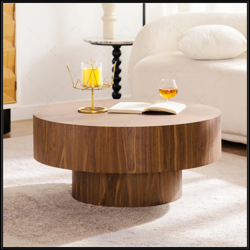 Table basse ronde en bois 30,51 pouces