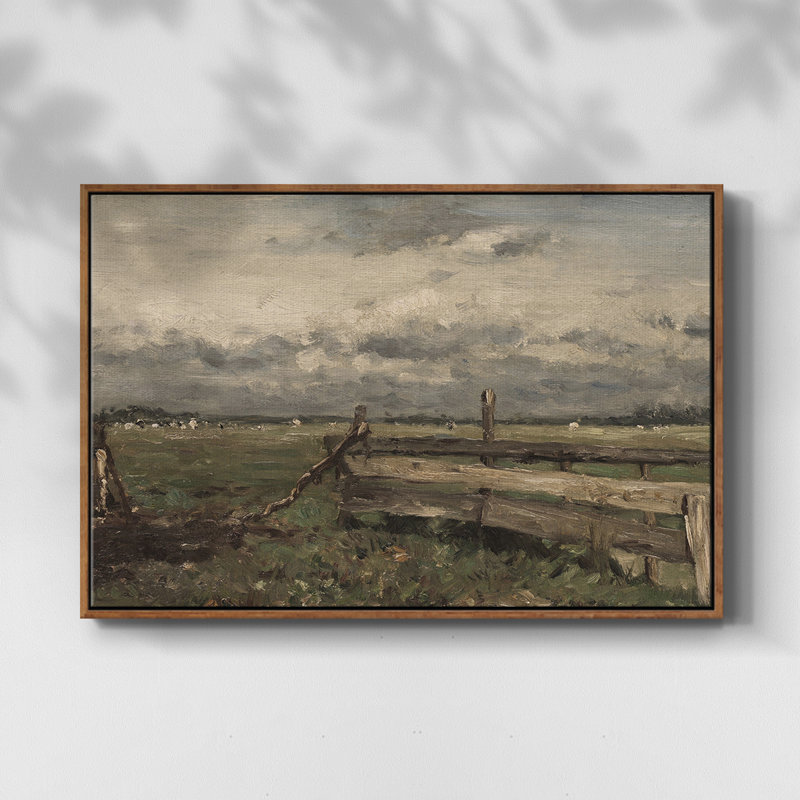 Paysage rétro - CM XXII - impression, H 27 po x l 41 po x P 2 po, Toile encadrée noyer flottant