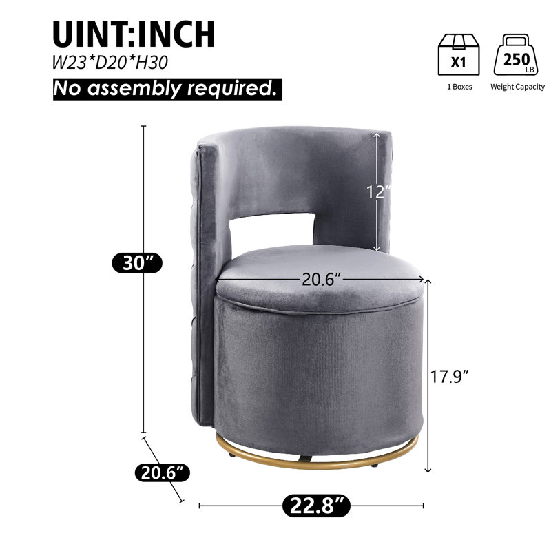 Swivel Barrel Chair With Storage, Gray