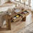 63'' Farmhouse Console Table with 2 Drawers, Oval Curved Entryway Sofa Table with Storage-119924103