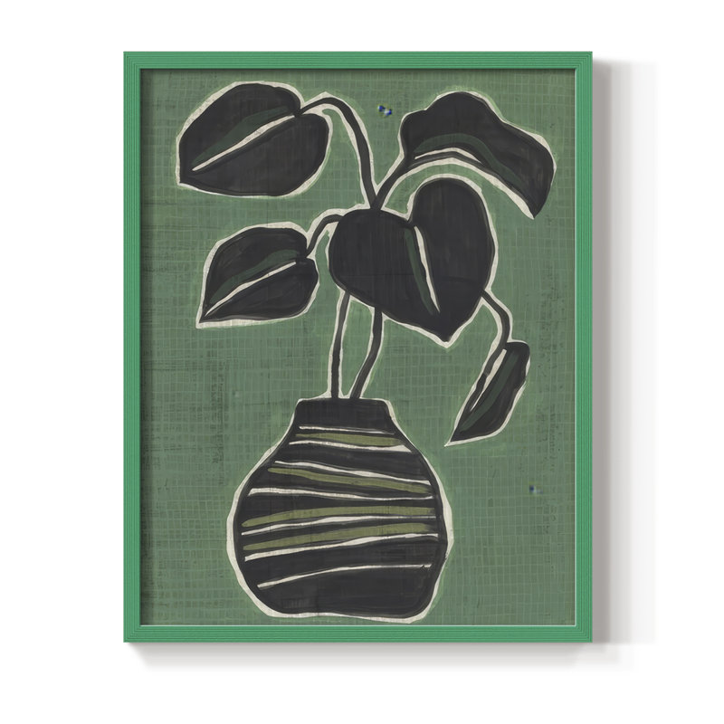 Jade Potted Palm II Framed Print - Solid Wood, Green, 30" H x 24" W