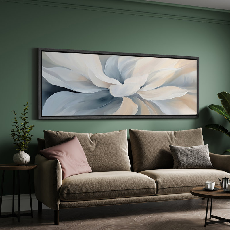 Abstrait floral abstrait, impression sur toile encadrée de décorations murales surdimensionnées, H 20 po x l 60 po