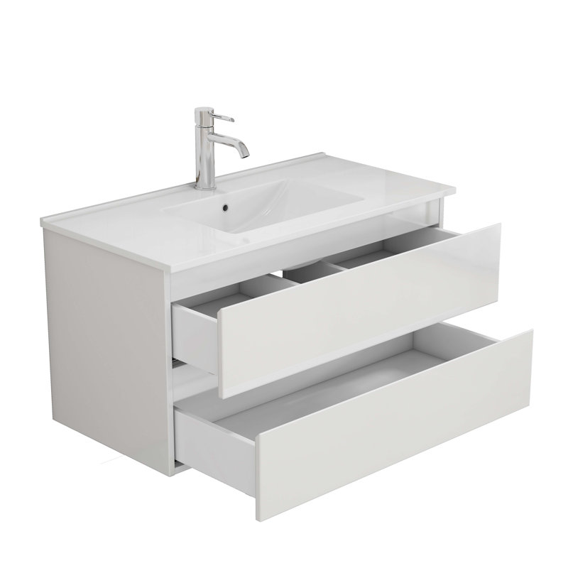 Meuble-lavabo de 36 pouces avec lavabo et deux grands tiroirs, système de fermeture en douceur pour un rangement moderne, 36"