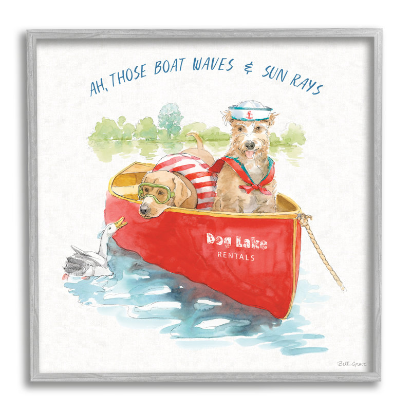 «Boat Waves», Sun Rays Lake, phrase Sailo, par Beth Grove, 903, H 12 po x l 12 po x P 1,5 po, Estampe numérique Farmhouse