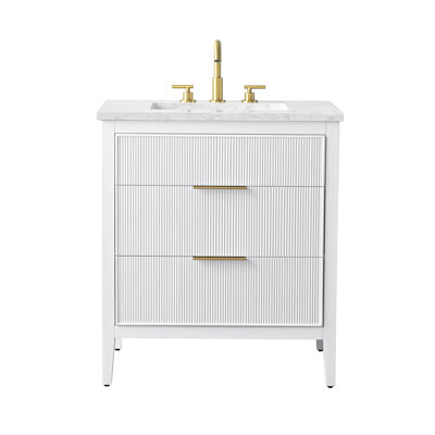 Bilroy Egremt 30'' Single Bathroom Vanity with Engineered Stone Top