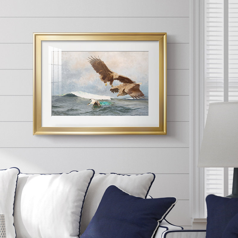 Aigles de mer (Havsornar) - Brun Lilofors - reproduction encadrée avec passe-partout et verre - 1897, 18,5 x 24,5, Doré