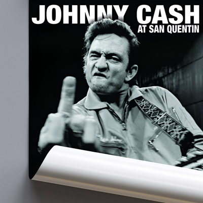  Officiellement sous licence Johnny Cash - Finger / San Quentin (Verticule), affiche d'art - 24 x 36 po - reproduction décorative - papier affiche - prêt à encadrer