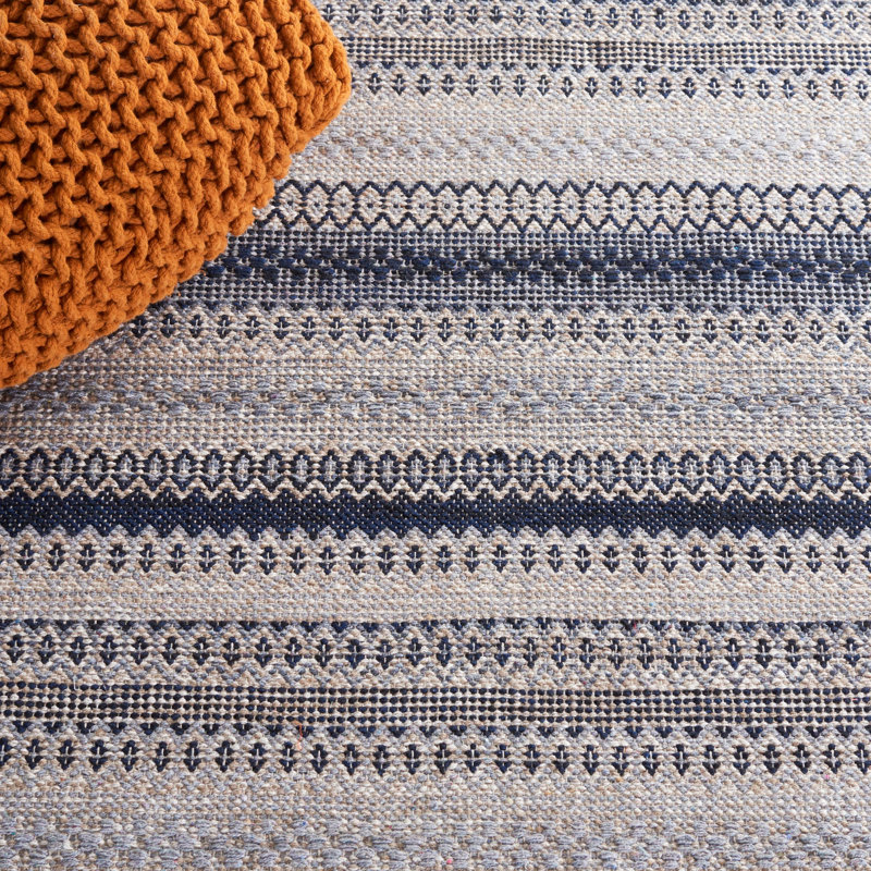Jeanella Flat Weave Cotton Striped Rug, Rectangle 5' x 8'