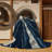 Machine Washable Orlena Art Deco Starburst Rug in Gray – Navy Binding-1987087891