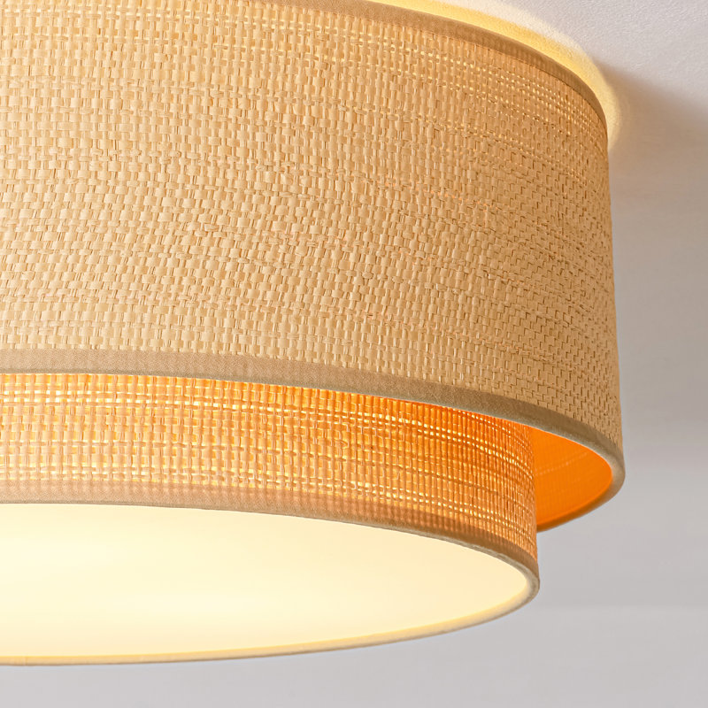 Plafonnier encastré en rotin à double couche 3 lumières à intensité variable Aurevane