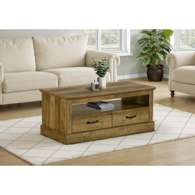Table basse, L 42 po, cocktail, rectangulaire, tiroirs de rangement, salon, accent, stratifié chêne brun foncé, transitionnel