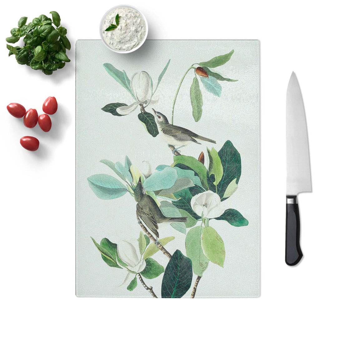 Tempered Glass Warbling Flycatcher Birds by John James Audubon Chopping Board