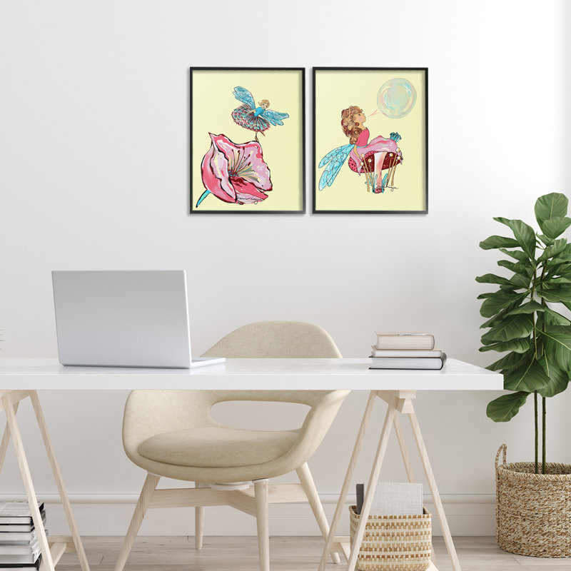 Ensemble de 2 giclées magiques avec ballerine, conception par Susan Lugar, H 14 po x l 11 po, Giclée encadrée noir minuit