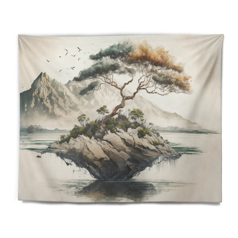Tapisserie en polyester Bonsai By The Water I avec punaises, H 50 po x l 60 po