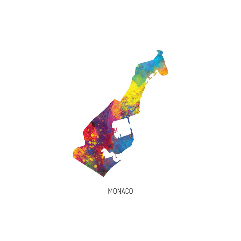 Monaco Map by Michael Tompsett - Wrapped Canvas Print, 20.32 cm H x 30.48 cm W