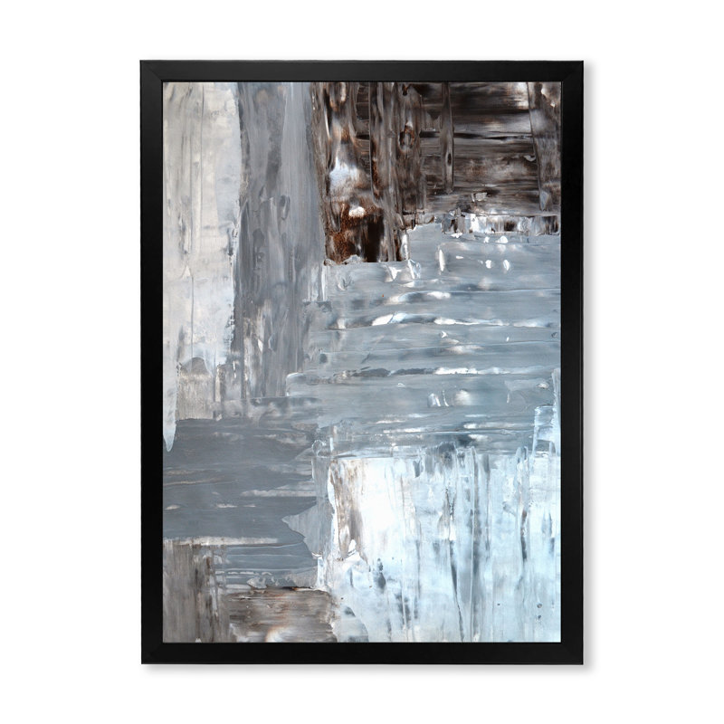 Champs de couleurs dans les tons de gris et de brun - Peinture sur toile, H 36 po x l 24 po x P 1 po, Cadre noir