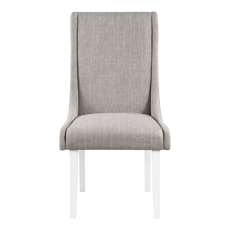 Nathanal Upholstered Dining Chair in Gray and White (Set of 2)