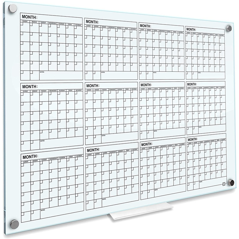 Wall Mounted Monthly Glass Calendar 34" x46"