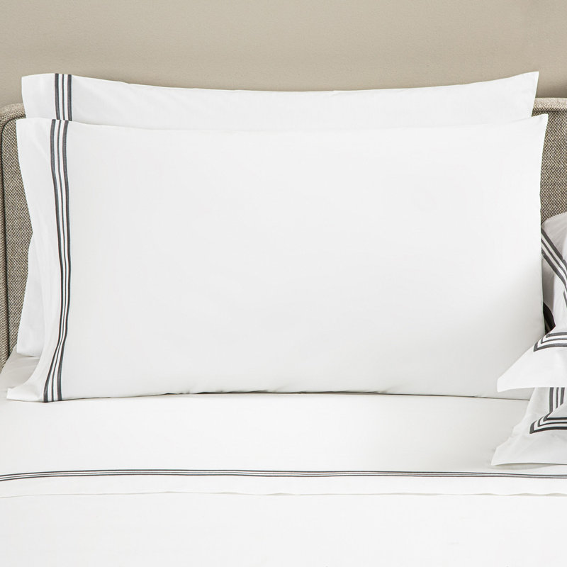 Triplo Bourdon Pillow Case, White/Slate Gray, King