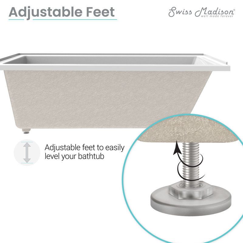 Voltaire 66" White Acrylic Alcove Bathtub with Jets