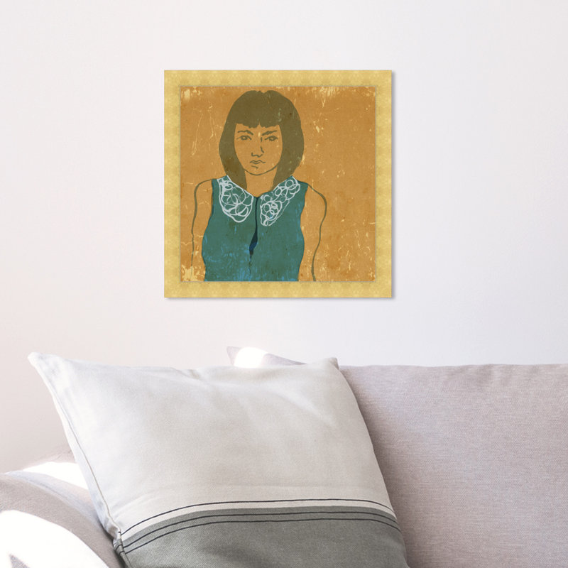 Portraits de personnes et Portraits «Lady In Teal», H 14 po x l 14 po x P 0,5 po, Or
