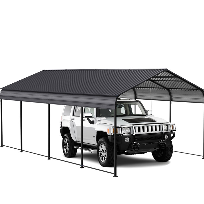 Heavy Duty Metal Garage 1220 Ft - Galvanized Steel Roof & Frame Gray Canopy Rust-