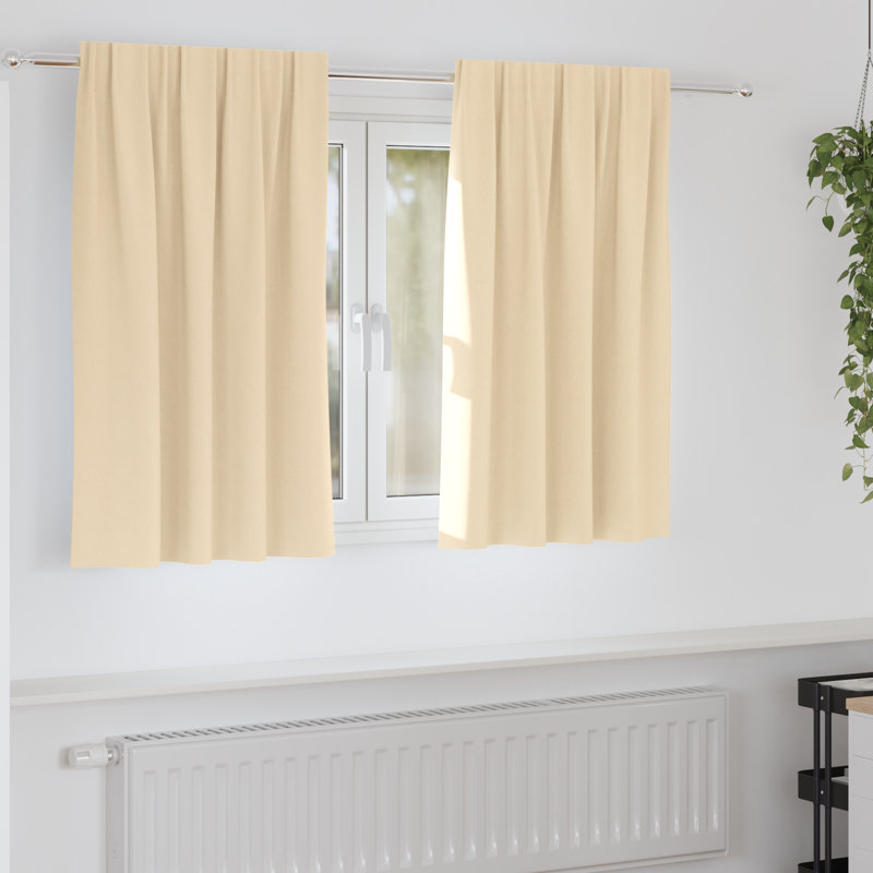 Curtains With Curtains 2 Pcs Polyester, 140cm Width x 140cm Drop, Cream