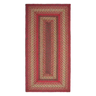Burkleigh Farmhouse Braided Red Jute Area Rug