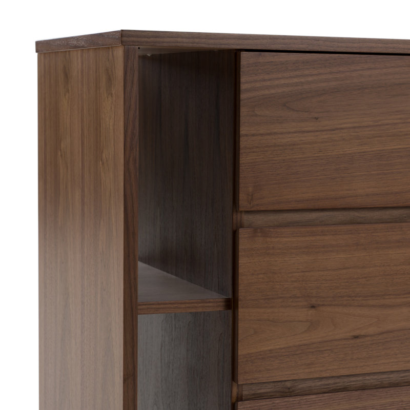 Commode double 6 tiroirs l 63 po Amalie, Noyer