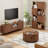 71" H  Mid-Century Bookcase, 4 Tier S-Shaped With 4 Storage Cabinets And Sliding Tambour Door For Living Room, Home Office-1736149935