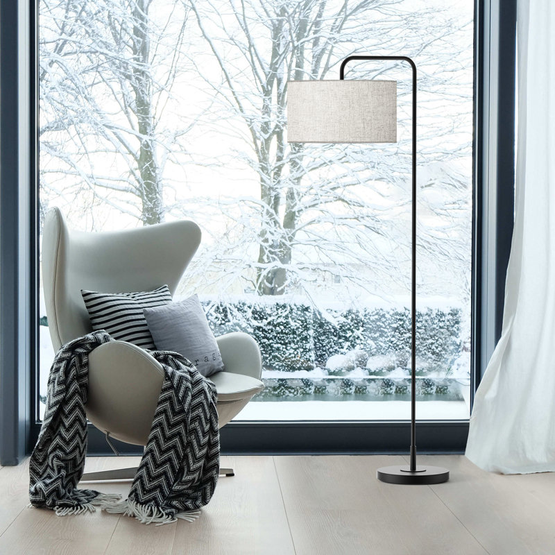 Lampe sur pied arquée 65,5 po avec 2 ampoules DEL Landrau incluses, Noir, Yes