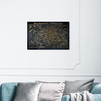 «Marine Gold Paris Map» par Oliver Gal, reproduction d'art graphique sur toile