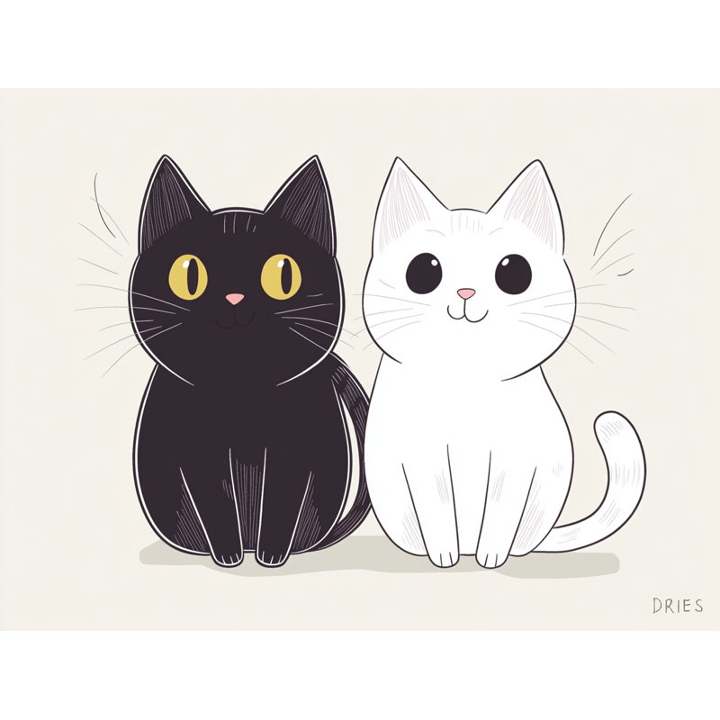 Moonlit Companions - Celestial Cat Duo Canvas Wall Art, 36" H x 48" W